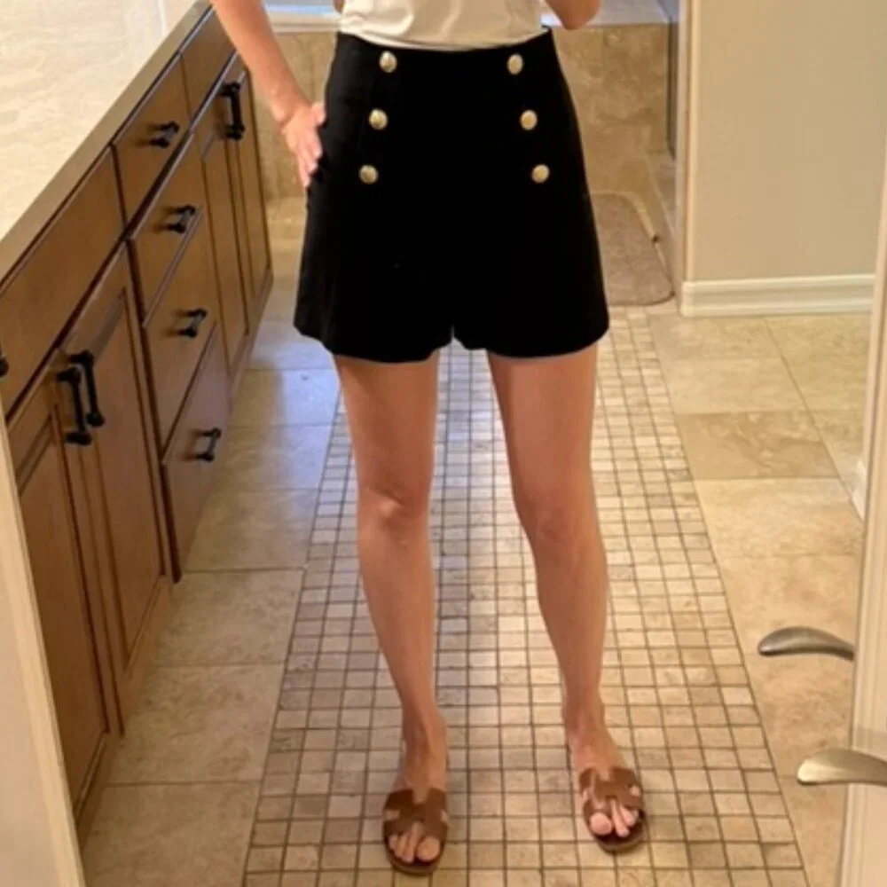 Zara High Waist Shorts with Gold Buttons - Picture 6 of 8
